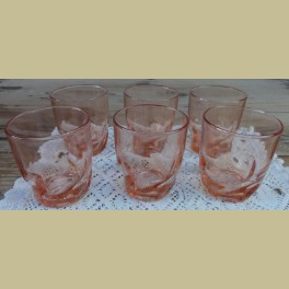 Compatibel met onderhoud Verzadigen 6 Kleine Franse roze drinkglazen, glazen, Arcoroc - La Brocanti